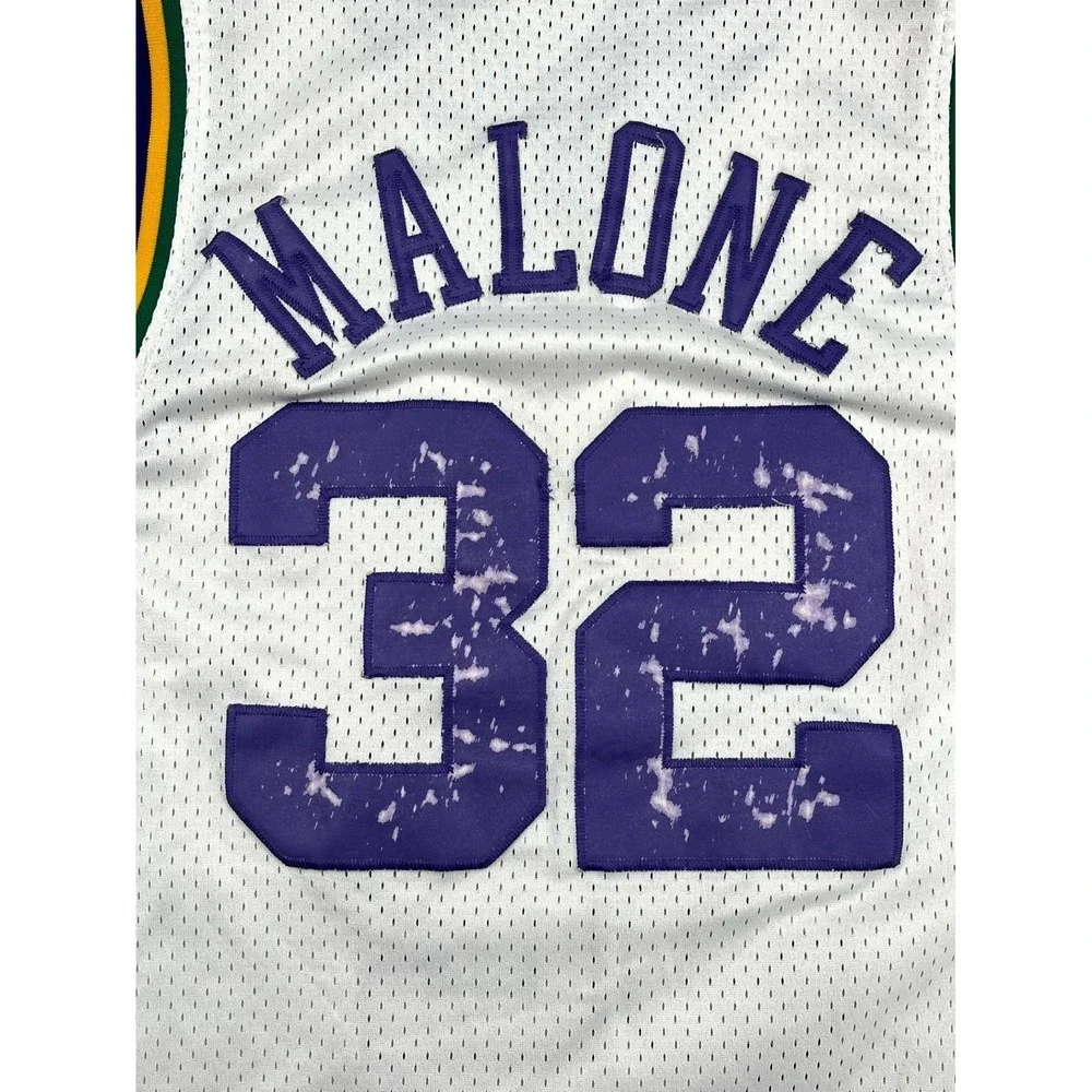 Utah Jazz Jersey Men M White Karl Malone #32 Adidas Basketball Hardwood Classics